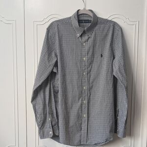 Ralph Lauren Black and White Casual Button Down Shirt 100% Cotton SzL